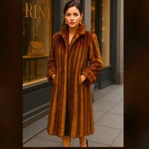 LEPPERT ROOS FUR CO Rare Vintage Long Muskrat Fur Coat L